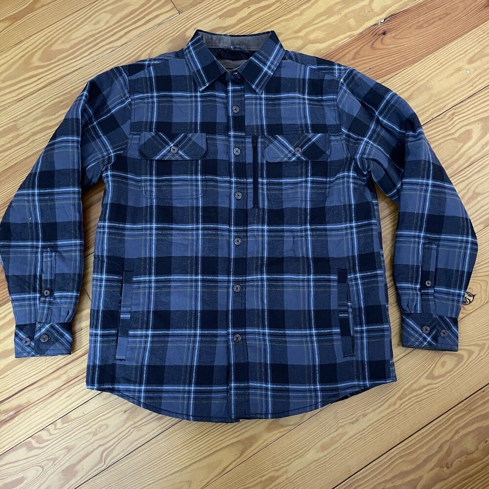 Venado Quilt Lined Brushed Flannel Shirt Jacket Size Large Button Up Chore Coat